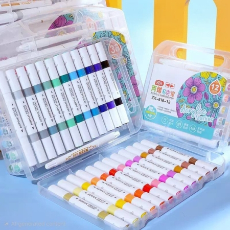 ماژیک 18 رنگ ACRYLIC دو سر ZUIXUA